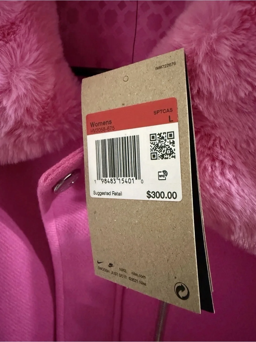 Nike Naomi Osaka Full Zip Varsity Wool Jacket Pink Women’s Large HV2058-675